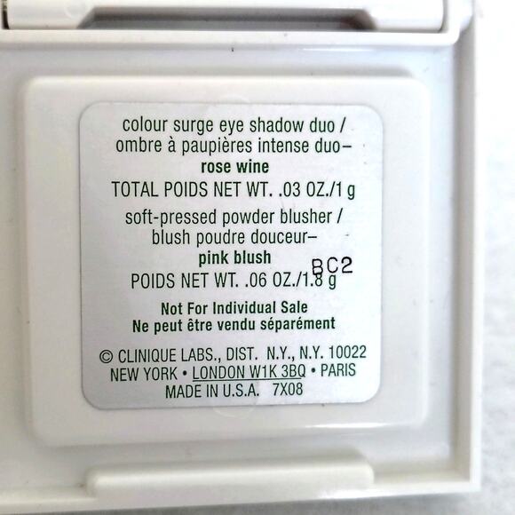 Clinique Colour Surge Rosewine Eye Shadow Duo Soft Pressed Powder Pink Blush NEW - Picture 3 of 3